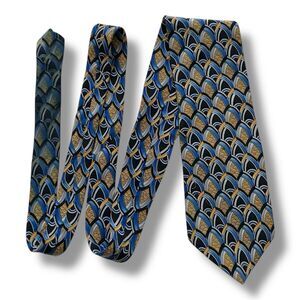 J Garcia 100% Vtg Men Tie 55” X 3.5” Blue & Yellow